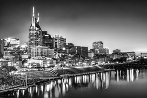 Iconic Nashville Skyline in Black and White