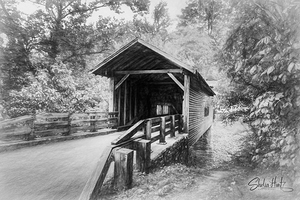 Harrisburg TN Covered Bridge Black and White