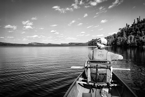 Canoeist on Rose Lake – BWCA Monochrome Art