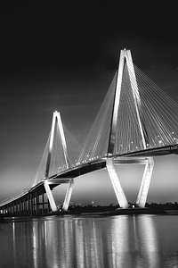 Charleston SC Ravenel Bridge Black and White Photo