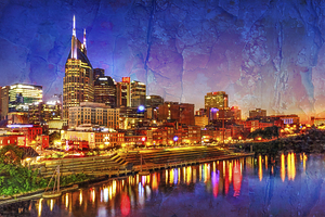 Artistic View of Nashville Skyline After Sunset