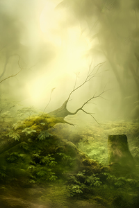 Misty Forest Scene in Appalachian Woods