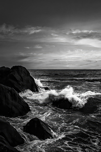 Waves Breaking Over Portland Maine’s Rocky Coast
