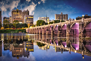 Market Street Bridge Harrisburg PA Evening Reflection River Scenic View