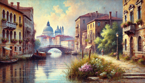 Scenic European Canal and Historic Architecture