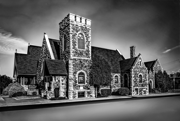 St. Johns Episcopal Church Grayscale Print