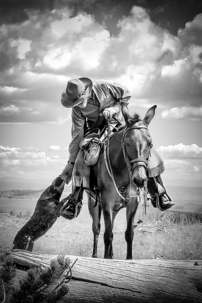 Lone Figure on Trail Ride Print