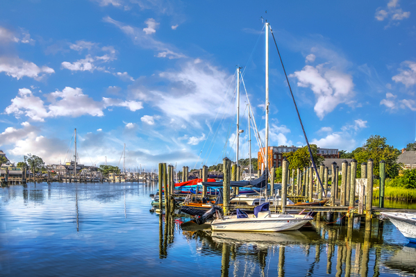 Blue Skies over Mystic River Print