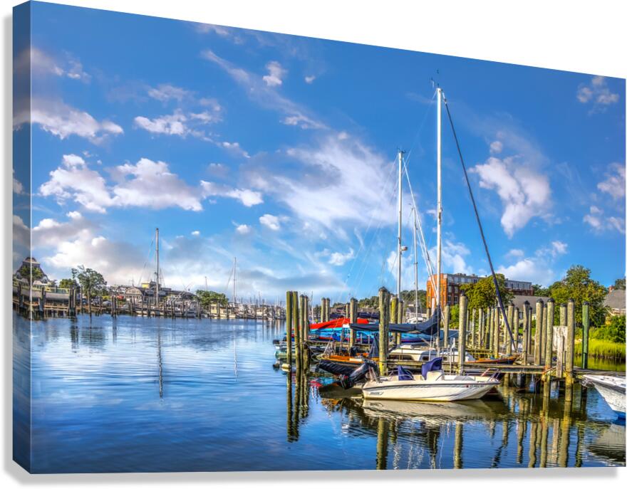 Blue Skies over Mystic River Canvas Print