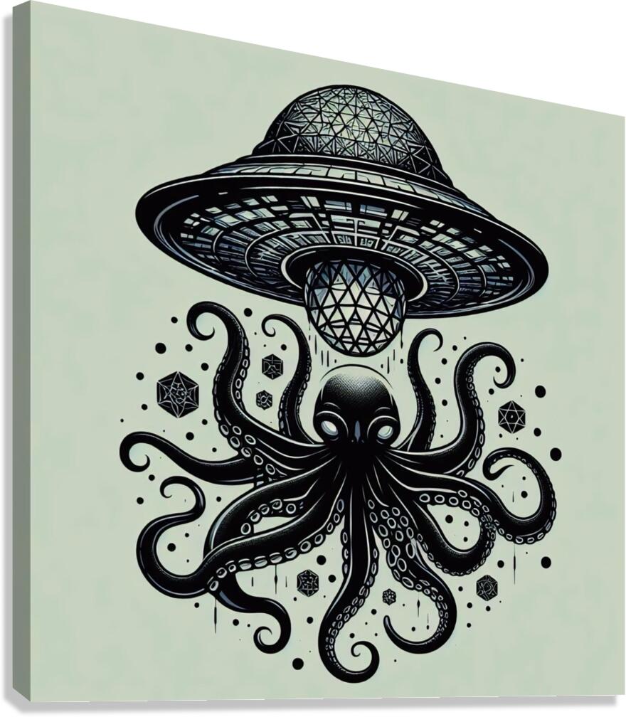 UFO & Octopus  Canvas Print