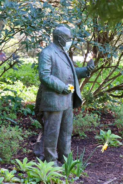 Statues wearing masks Print