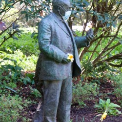 Statues wearing masks