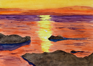 Orange sunset over the ocean