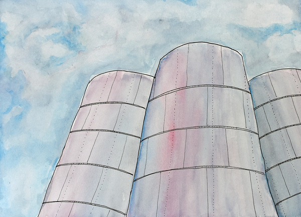 Grain Elevators in late day light Print