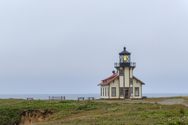 Point Cabrillo Lighthouse with light on Print