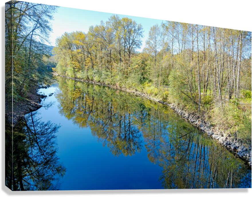 Snoqualmie River and early fall tree colors Canvas Print