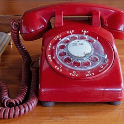 Red rotary phone