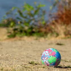 Lost play ball lying on beach