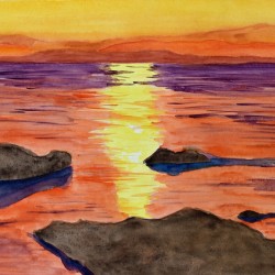 Orange sunset over the ocean