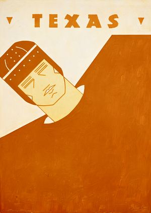 1930s Texas Longhorn Football Player Art