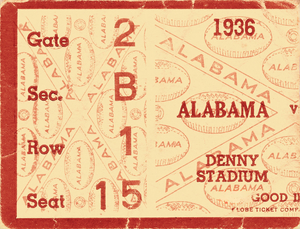 1936 Alabama Crimson Tide Football Ticket Remix by Row One Brand