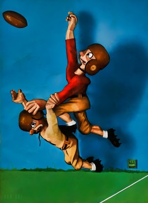 1944 vintage football art lee brown artist