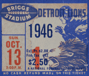 1946 Detroit Lions Football Ticket Remix Art