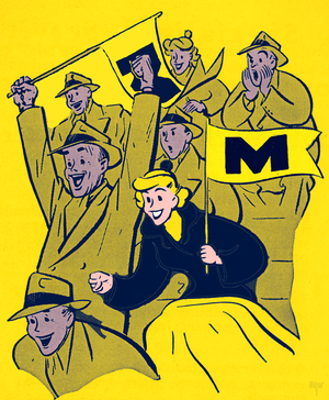 1951 Michigan Wolverines Football Crowd Art