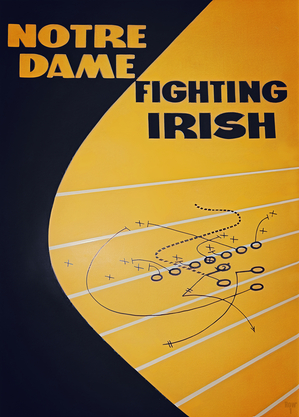 1951 Notre Dame Fighting Irish Football Art