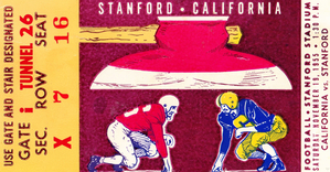 1955 California vs. Stanford Football Ticket Canvas Art