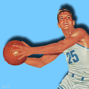 1956 Vintage Blue Basketball Art