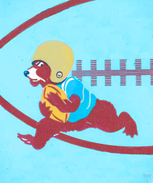 1958 UCLA Bruin Football Cartoon Bear Art