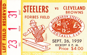 1959 Cleveland Browns vs. Pittsburgh Steelers Ticket Art