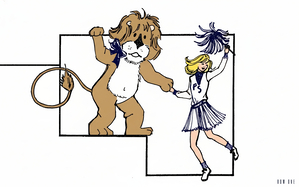 1970s Penn State Cheerleader and Lion Art