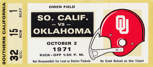 1971 USC vs. Oklahoma Football Ticket Stub Art