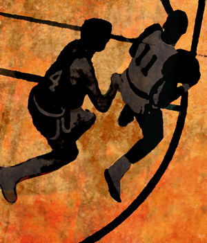 Retro Basketball Action Painting