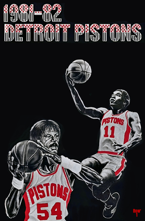 1981 Detroit Pistons Throwback Basketball Art