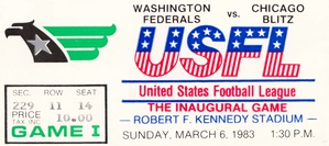 1983 USFL Inaugural Game Football Ticket Stub Art