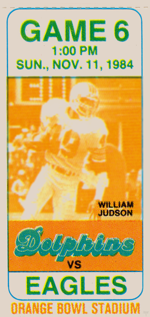 1984 Miami Dolphins vs. Philadelphia Eagles Ticket Art
