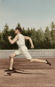 early 1900s man running art
