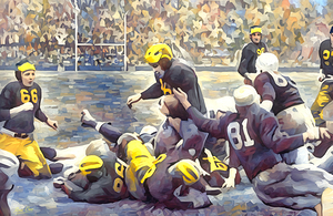 1940s Michigan Wolverines Football Painting