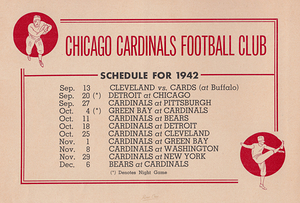 1942 Chicago Cardinals Football Schedule Art