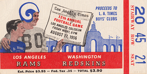 1956 LA Rams vs. Washington Redskins Ticket Art