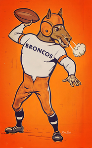 1960s Denver Bronco Cartoon Art Remix