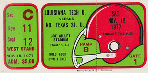 1977 North Texas vs. Louisiana Tech Ticket Art