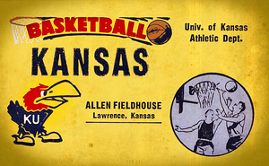 1960s kansas basketball ticket remix art