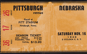 1940 Nebraska Cornhuskers at Pitt Panthers