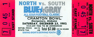 1982 Blue Gray Game Ticket