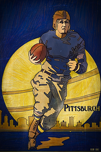 Early 1900s Pittsburgh Football Player Art Remix