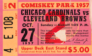1957 Chicago Cardinals vs. Cleveland Browns Ticket